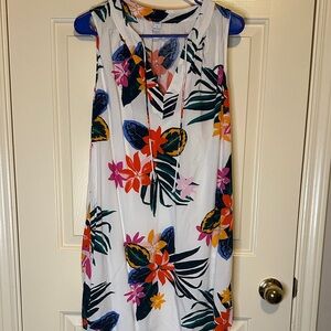 Old Navy Floral Print Midi Dress - White, Blue, Orange, Pink